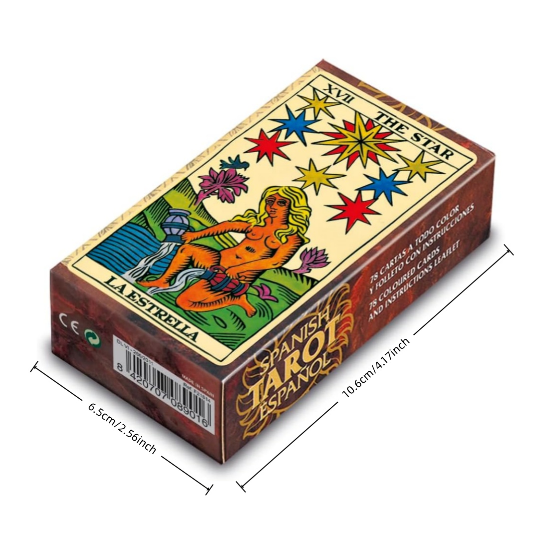 Board Game Master - 78 ใบการ์ดไพ่ทาโรต์มาร์กเซย์คลาสสิก ชุดไพ่มาเจอร์อาร์คานา ธีมดวงดาว เวอร์ชั่นภาษาสเปน เกมกระดาน