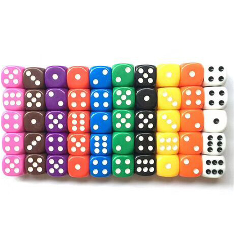 Board Game Viral - 10ชิ้นชุดลูกเต๋าสำหรับเล่นเกม D6หกจุดหลากสี16มม. ลูกเต๋าทึบแสงสำหรับปาร์ตี้คลับผับบาร์
