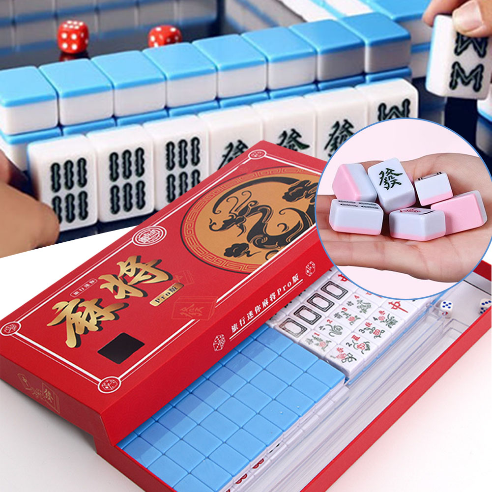 Board Game Master - ชุดไพ่นกกระจอกขนาดเล็กแบบพกพาสำหรับเดินทาง ชุดไพ่นกกระจอกสำหรับเดินทางพร้อมกล่องเก็บของ ของเล่นเกมกระดานทนต่อการตกกระแทกสำหรับการสังสรรค์ของครอบครัว