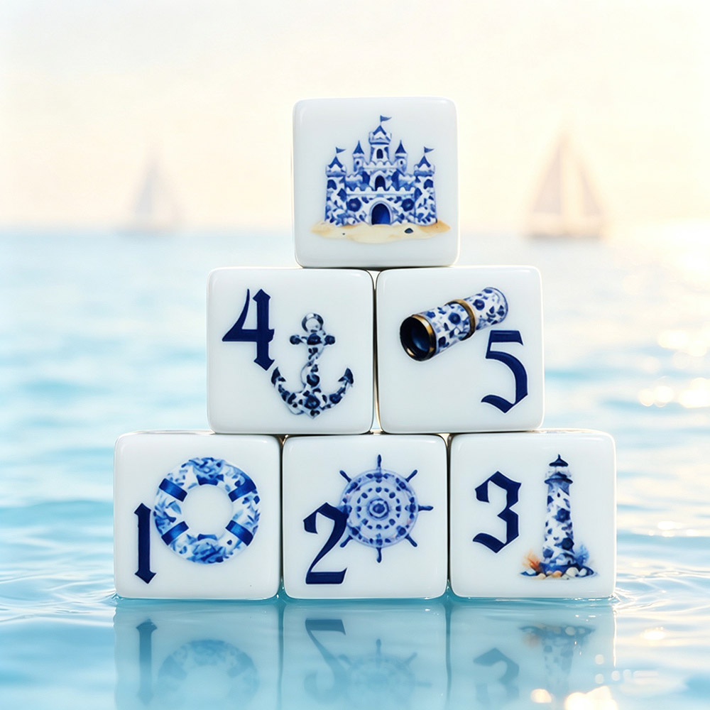 Board Game Arena - ลูกเต๋าอะคริลิก D6 ขนาด 16 มม. สีฟ้าลายทะเล