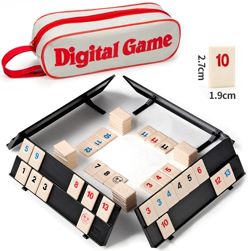 Board Game Master - เกมรัมมี่คิวบ์พร้อมชั้นวาง 4 ชั้น, ชุดเกมรัมมี่คิวบ์ 106 ชิ้นพร้อมกระเป๋าพกพา,