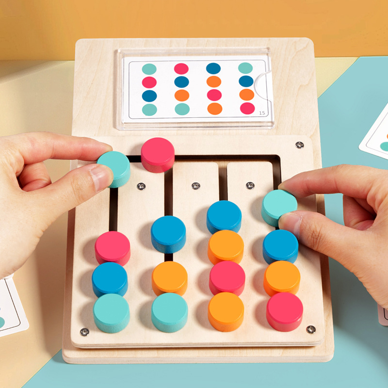 Board Game Enthusiast - กระดานการเรียนรู้การจับคู่สีและรูปทรงแบบมอนเตสซอรี่สำหรับเด็ก ฝึกการคิดเชิงตรรกะ การประสานงานระหว่างมือและตา ของเล่นสำหรับเด็กเล็ก ของขวัญ