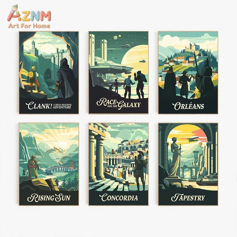 AZNM Retro Board Game Art โปสเ - Board Game Table บทวิจารณ์และราคา