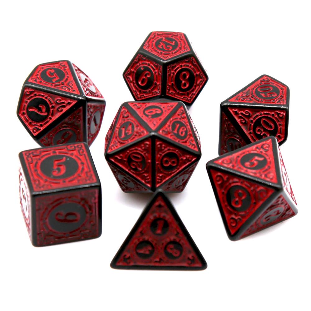 7 ชิ้นสีดำสีแดงอะคริลิคโพลีเฮด - Board Game Arena บทวิจารณ์และราคา