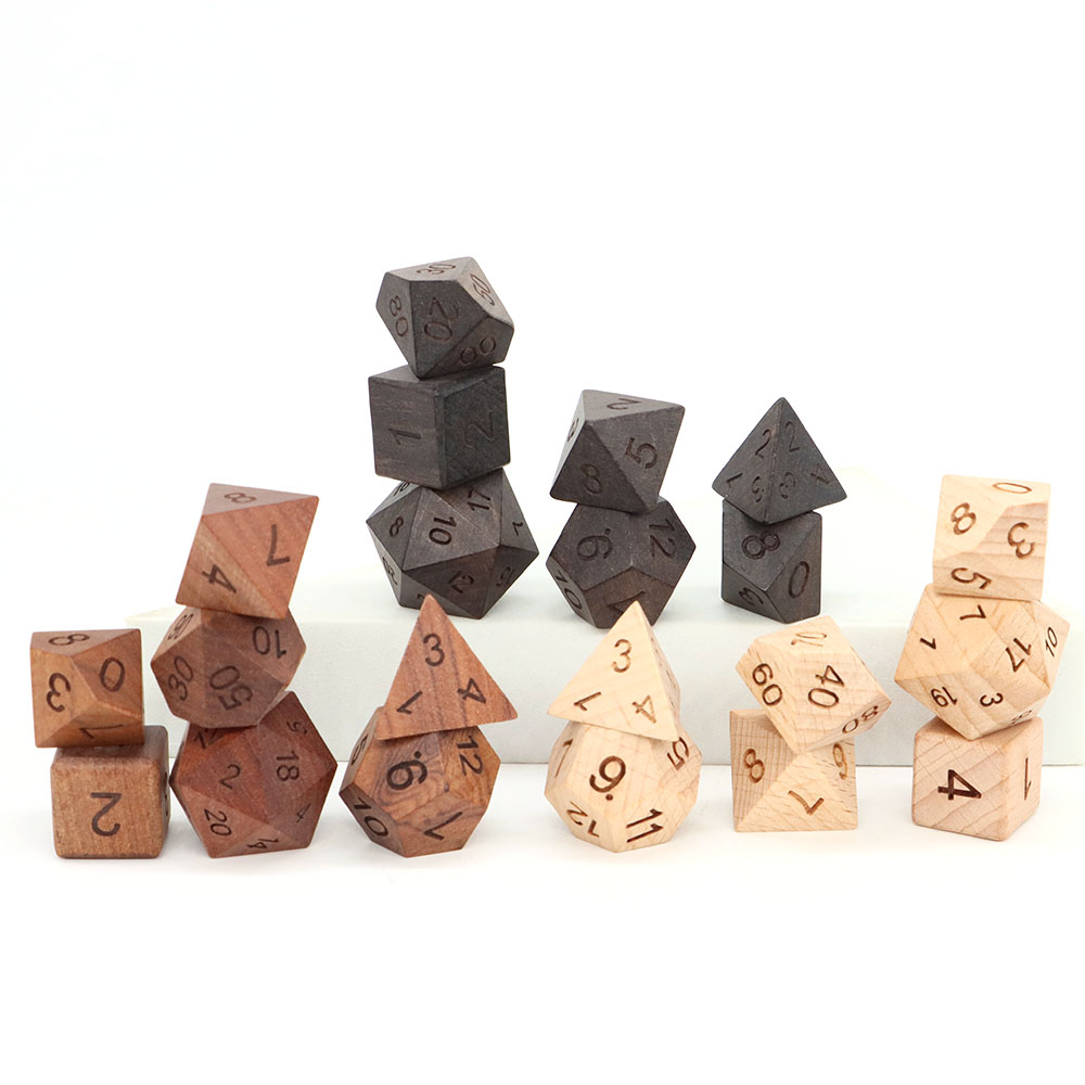7 ชิ้น/เซ็ต ลูกเต๋าไม้ d4-d20  - Board Game Roleplay บทวิจารณ์และราคา